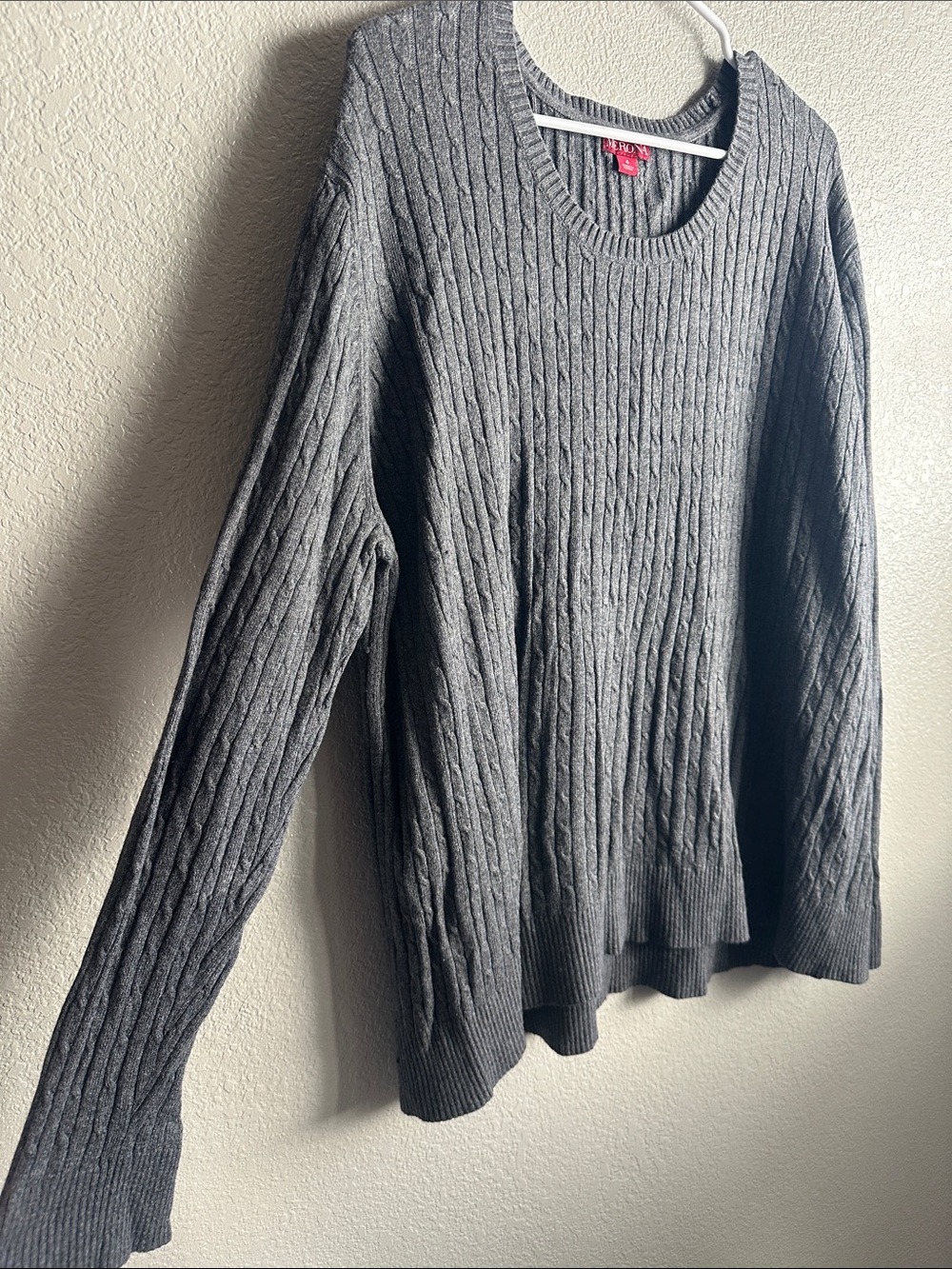 Merona Gray Cable-Knit Crewneck Sweater